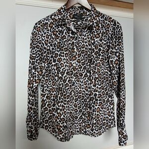 J. Crew Women's Animal Print Button up Shirt. Size M